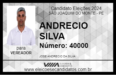 Candidato ANDRECIO SILVA 2024 - SÃO JOAQUIM DO MONTE - Eleições