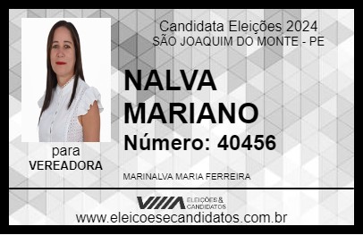 Candidato NALVA MARIANO 2024 - SÃO JOAQUIM DO MONTE - Eleições