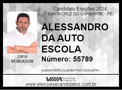 Candidato ALESSANDRO DA AUTO ESCOLA 2024 - SANTA CRUZ DO CAPIBARIBE - Eleições