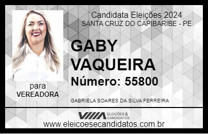 Candidato GABY VAQUEIRA 2024 - SANTA CRUZ DO CAPIBARIBE - Eleições