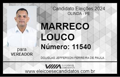 Candidato MARRECO LOUCO 2024 - OLINDA - Eleições