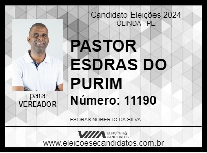 Candidato PASTOR ESDRAS DO PURIM 2024 - OLINDA - Eleições