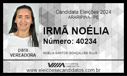 Candidato IRMÃ NOÉLIA 2024 - ARARIPINA - Eleições