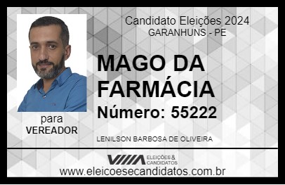 Candidato MAGO DA FARMÁCIA 2024 - GARANHUNS - Eleições