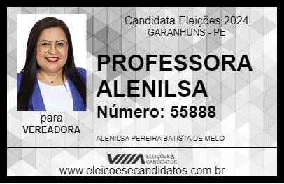 Candidato PROFESSORA ALENILSA 2024 - GARANHUNS - Eleições