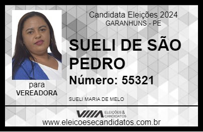 Candidato SUELI DE SÃO PEDRO 2024 - GARANHUNS - Eleições