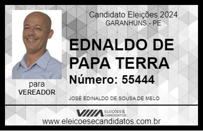 Candidato EDNALDO DE PAPA TERRA 2024 - GARANHUNS - Eleições