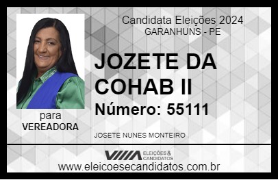 Candidato JOZETE DA COHAB II 2024 - GARANHUNS - Eleições