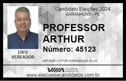 Candidato PROFESSOR ARTHUR 2024 - GARANHUNS - Eleições