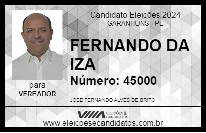 Candidato FERNANDO DA IZA 2024 - GARANHUNS - Eleições