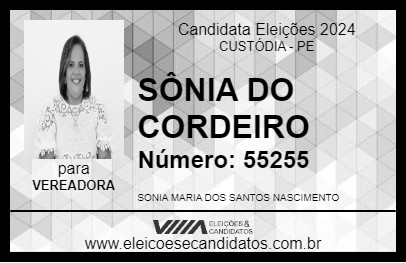 Candidato SÔNIA DO CORDEIRO 2024 - CUSTÓDIA - Eleições