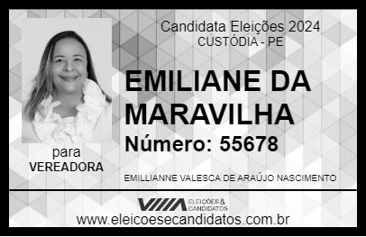 Candidato EMILIANE DA MARAVILHA 2024 - CUSTÓDIA - Eleições