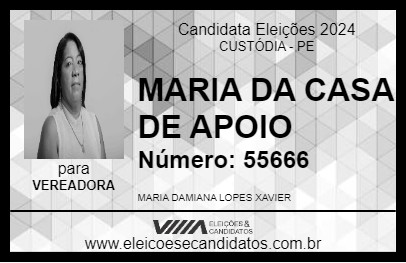 Candidato MARIA DA CASA DE APOIO 2024 - CUSTÓDIA - Eleições