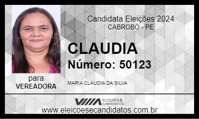 Candidato CLAUDIA 2024 - CABROBÓ - Eleições