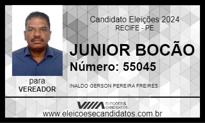 Candidato JUNIOR BOCÃO 2024 - RECIFE - Eleições