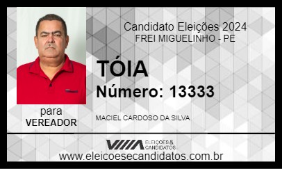 Candidato TÓIA 2024 - FREI MIGUELINHO - Eleições