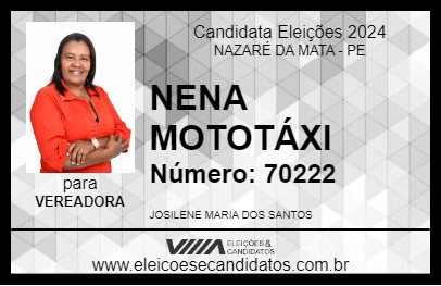 Candidato NENA MOTOTÁXI 2024 - NAZARÉ DA MATA - Eleições