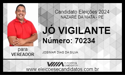 Candidato JÓ VIGILANTE 2024 - NAZARÉ DA MATA - Eleições