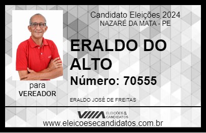 Candidato ERALDO DO ALTO 2024 - NAZARÉ DA MATA - Eleições