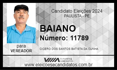 Candidato BAIANO 2024 - PAULISTA - Eleições