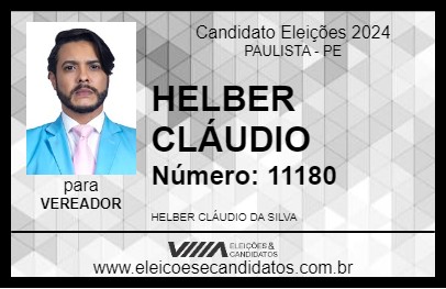 Candidato HELBER CLÁUDIO 2024 - PAULISTA - Eleições