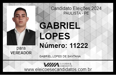 Candidato GABRIEL LOPES 2024 - PAULISTA - Eleições