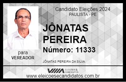 Candidato JÔNATAS PEREIRA 2024 - PAULISTA - Eleições