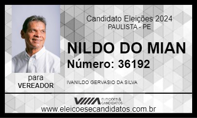 Candidato NILDO DO MIAN 2024 - PAULISTA - Eleições