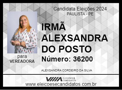 Candidato IRMÃ ALEXSANDRA DO POSTO 2024 - PAULISTA - Eleições