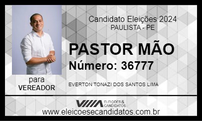 Candidato PASTOR MÃO 2024 - PAULISTA - Eleições