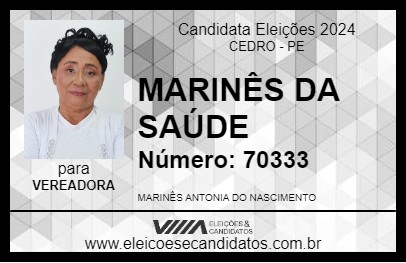 Candidato MARINÊS DA SAÚDE 2024 - CEDRO - Eleições