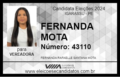 Candidato FERNANDA MOTA 2024 - IGARASSU - Eleições