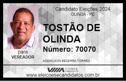 Candidato TOSTÃO DE OLINDA 2024 - OLINDA - Eleições