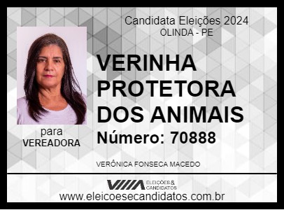 Candidato VERINHA PROTETORA DOS ANIMAIS 2024 - OLINDA - Eleições