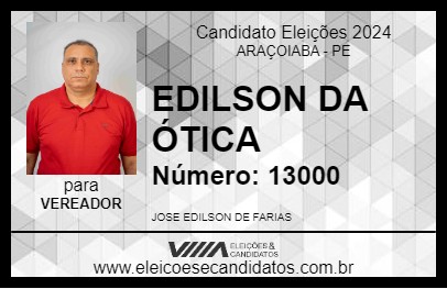 Candidato EDILSON DA ÓTICA 2024 - ARAÇOIABA - Eleições