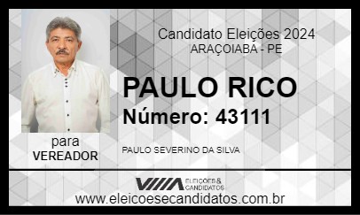 Candidato PAULO RICO 2024 - ARAÇOIABA - Eleições