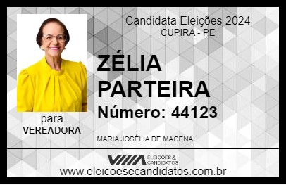 Candidato ZÉLIA PARTEIRA 2024 - CUPIRA - Eleições