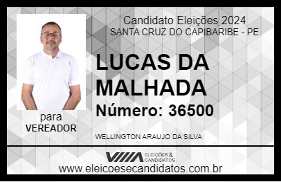 Candidato LUCAS DA MALHADA 2024 - SANTA CRUZ DO CAPIBARIBE - Eleições