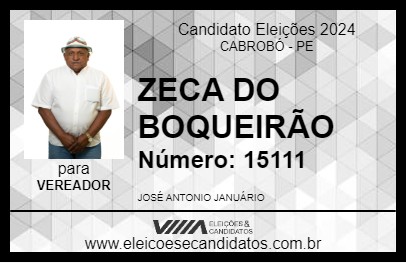 Candidato ZECA DO BOQUEIRÃO 2024 - CABROBÓ - Eleições