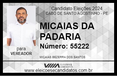 Candidato MICAIAS DA PADARIA 2024 - CABO DE SANTO AGOSTINHO - Eleições