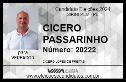 Candidato CICERO PASSARINHO 2024 - SIRINHAÉM - Eleições