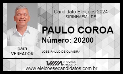 Candidato PAULO COROA 2024 - SIRINHAÉM - Eleições