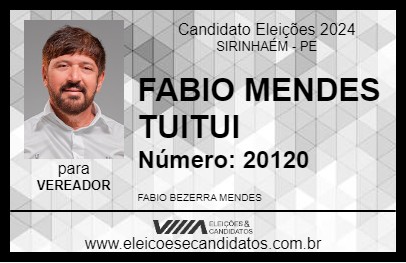 Candidato FABIO MENDES TUITUI 2024 - SIRINHAÉM - Eleições