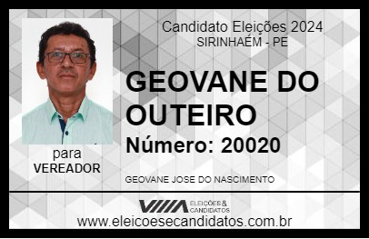 Candidato GEOVANE DO OUTEIRO 2024 - SIRINHAÉM - Eleições