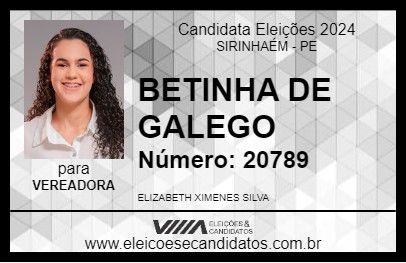 Candidato BETINHA DE GALEGO 2024 - SIRINHAÉM - Eleições