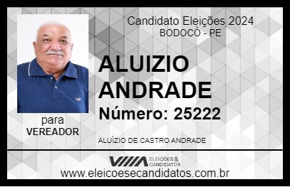 Candidato ALUIZIO ANDRADE 2024 - BODOCÓ - Eleições