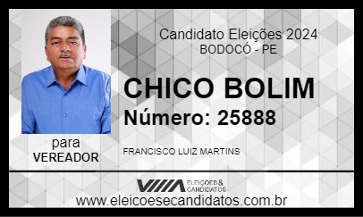 Candidato CHICO BOLIM 2024 - BODOCÓ - Eleições