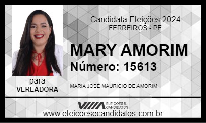 Candidato MARY AMORIM 2024 - FERREIROS - Eleições