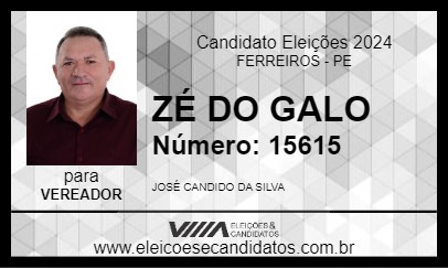 Candidato ZÉ DO GALO 2024 - FERREIROS - Eleições