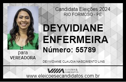 Candidato DEYVIDIANE ENFERMEIRA 2024 - RIO FORMOSO - Eleições